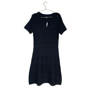 GAP Knit Sweater Dress Ribbed Short Sleeve Casual‎ Black Dress Size S 555